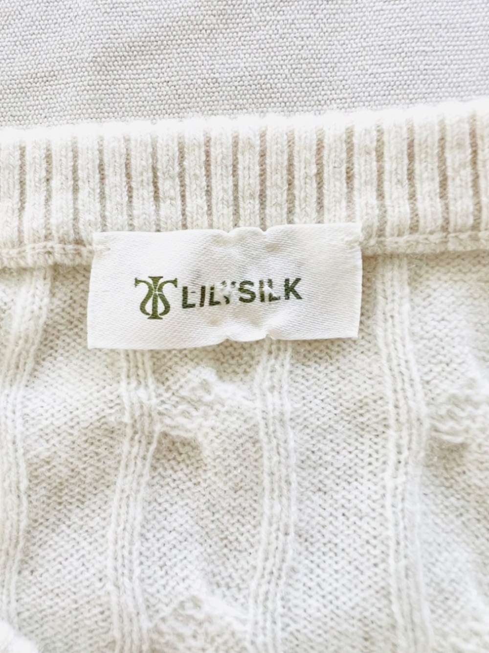 LILYSILK 100% Baby Cashmere Cable Knit Button Cardigan in Ivory - S - Picture 7 of 13